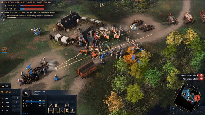 When the timer reads 5 minutes and 45 seconds, you will receive a notification of an approaching convoy with reinforcements for the Mongolian army - Age of Empires 4: Great Stand on the Ugra River (The Rise of Moscow) - walkthrough - The Rise of Moscow - Age of Empires 4 Guide