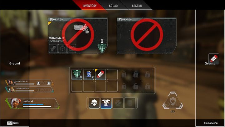 Removing items from the inventory is a very useful ability that will help you organize space in your backpack, or enable you to share your items with the rest of the team - How to remove an item in Apex Legends? - FAQ - Apex Legends Guide