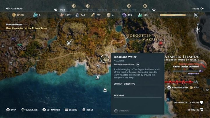 Quest starting location: Automatically unlocked - AC Odyssey: Abantis Islands, Side Quests - Side Quests - Assassins Creed Odyssey Guide