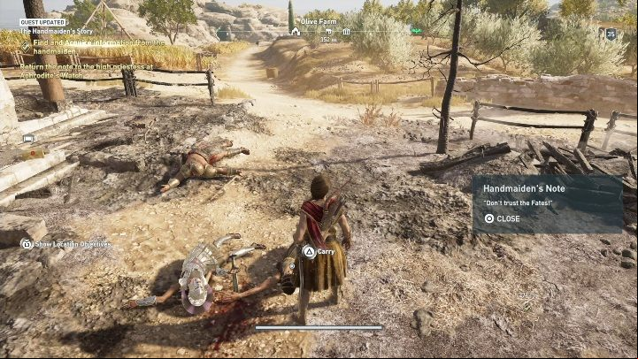 The Handmaidens Story requires you to speak with Dionas sister - AC Odyssey: Kythera Island, Side Quests - Side Quests - Assassins Creed Odyssey Guide