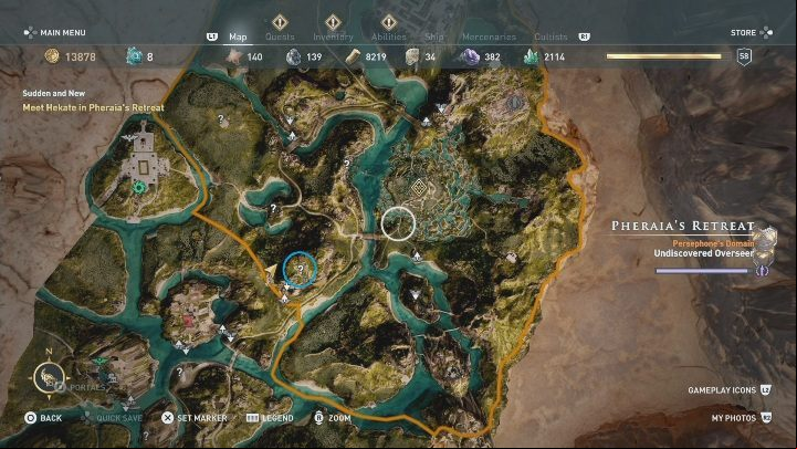 There is a single Ainigmata Ostraka in Pheraias Retreat - AC Odyssey Fate of Atlantis: Pheraias Retreat, Fields of Elysium map - Episode 1 - Fields of Elysium - Assassins Creed Odyssey Guide