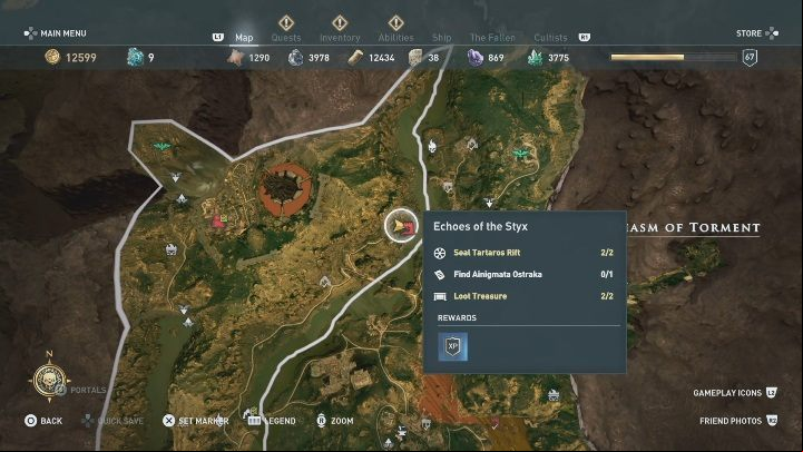 There is one Ainigmata Ostraka in Chasm of Torment - AC Odyssey Fate of Atlantis: Episode 2, Torment of Hades - Ainigmata Ostrakas - Ainigmata Ostraka - Assassins Creed Odyssey Guide