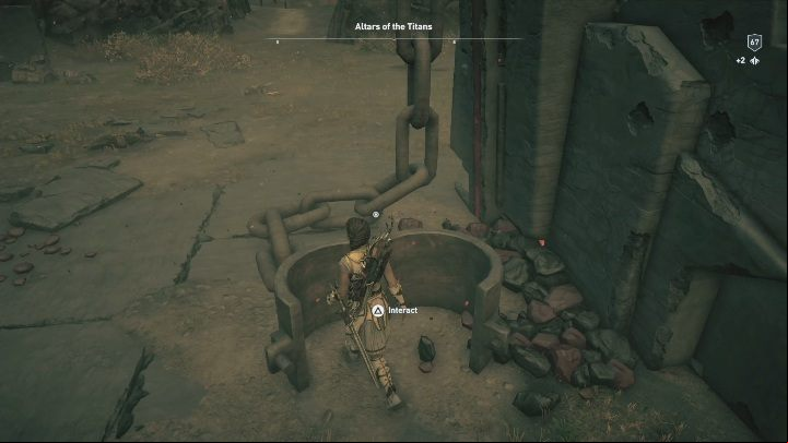 How to solve: The solution of the puzzle is in the Altars of the Titans - AC Odyssey Fate of Atlantis: Episode 2, Torment of Hades - Ainigmata Ostrakas - Ainigmata Ostraka - Assassins Creed Odyssey Guide