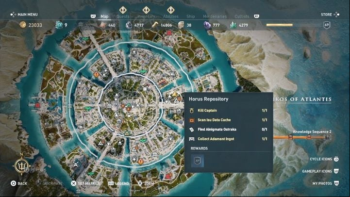 In the Oikos of Atlantis location you can find one Ainigmata Ostraka - AC Odyssey Fate of Atlantis: Episode 3, Judgment of Atlantis - Ainigmata Ostrakas - Ainigmata Ostraka - Assassins Creed Odyssey Guide