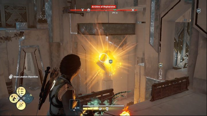 A torch is standing in the center - AC Odyssey Fate of Atlantis: Archive of Hephaistos, Archives - Archives - Assassins Creed Odyssey Guide