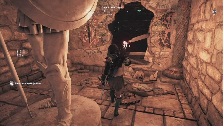 There is a crumbled wall behind the statue found on the left side of room - AC Odyssey Fate of Atlantis: Dead Heroes Haven, Perception of Hermes - Perception of Hermes - Assassins Creed Odyssey Guide