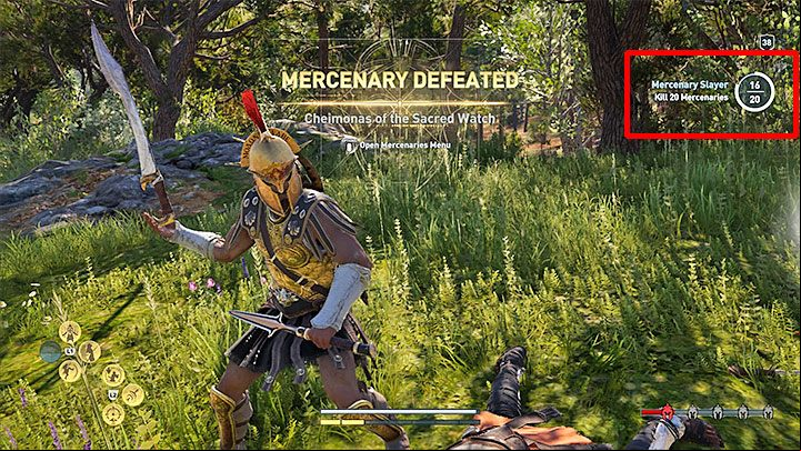 Challenge information appears in the upper right corner of the screen - examples are shown in the attached picture - AC Odyssey: How you can check challenges that appear on the screen? - FAQ - Assassins Creed Odyssey Guide