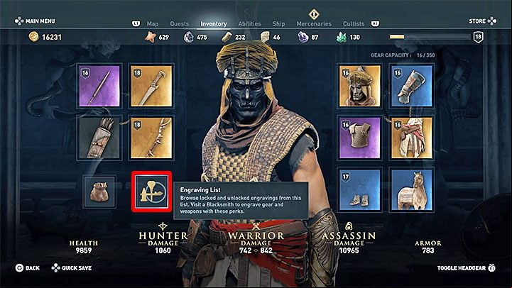 Challenges in Assassins Creed: Odyssey are associated with engravings that you can implement to weapons and armor - AC Odyssey: How you can check challenges that appear on the screen? - FAQ - Assassins Creed Odyssey Guide