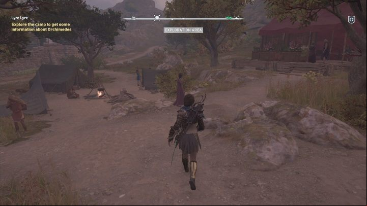 Your mission is to ask the people in the encampment about Orchimedes - A Poets Legacy - Side Quests in Assassins Creed Odyssey - Free DLC Side Quests - Assassins Creed Odyssey Guide