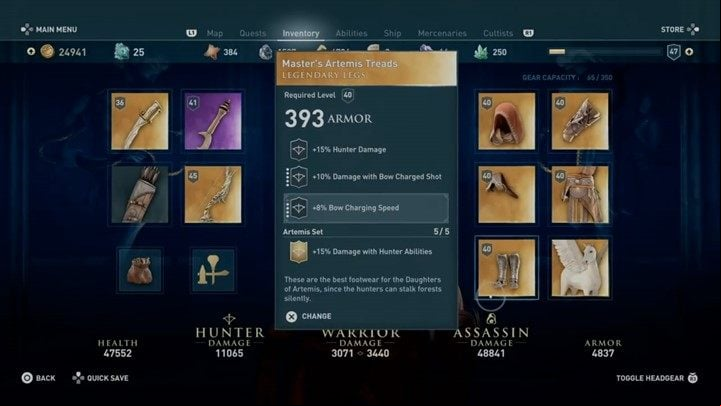 Time to visit a blacksmith and choose the best engravings - AC Odyssey: Hunter Build - Best builds - Assassins Creed Odyssey Guide