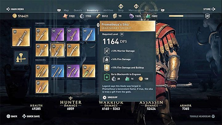Another good weapon for building a strong and effective warrior is Prometheuss Sika - AC Odyssey: Warrior Build - Best builds - Assassins Creed Odyssey Guide
