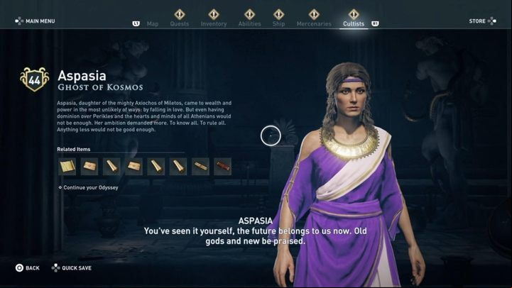 The leader is - AC Odyssey: Kosmos Cult Leader - Kosmos Cultists - Kosmos Cultists - Assassins Creed Odyssey Guide
