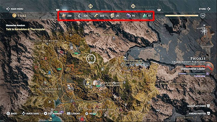 The game has 6 types of crafting materials - Soft Leather, Iron Metal, Olive Wood, Ancient Tablets, Obsidian Glass and Precious Gems - AC Odyssey: How to get crafting materials? - FAQ - Assassins Creed Odyssey Guide