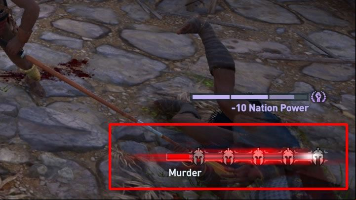 Each noted crime gradually fills the red bar visible in the bottom right corner of the screen - AC Odyssey: How does the crime system work? - FAQ - Assassins Creed Odyssey Guide