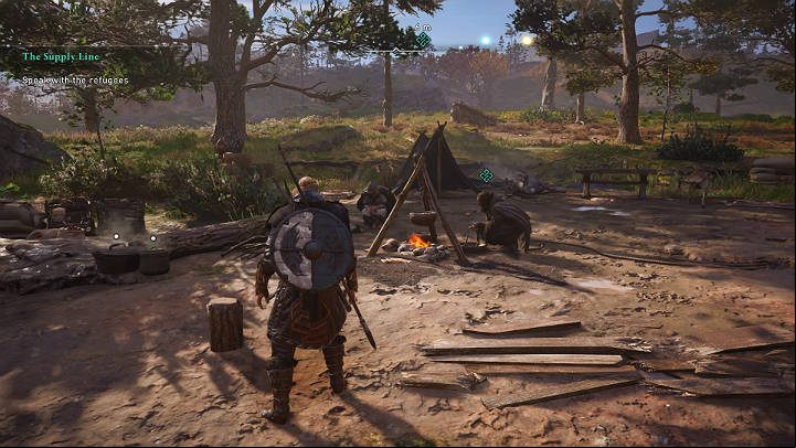 Refugees mentioned by Bishop Deorlaf can be found in a small camp by the river - Assassins Creed Valhalla: The Supply Line - Sciropescire - Assassins Creed Valhalla Guide and Walkthrough