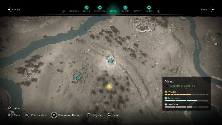 You will find the treasure hoard map in the northern part of the location, east of the sync point - AC Valhalla Wrath of the Druids: Treasure Hoard Map - Meath secrets, locations - Meath - Assassins Creed Valhalla Guide and Walkthrough