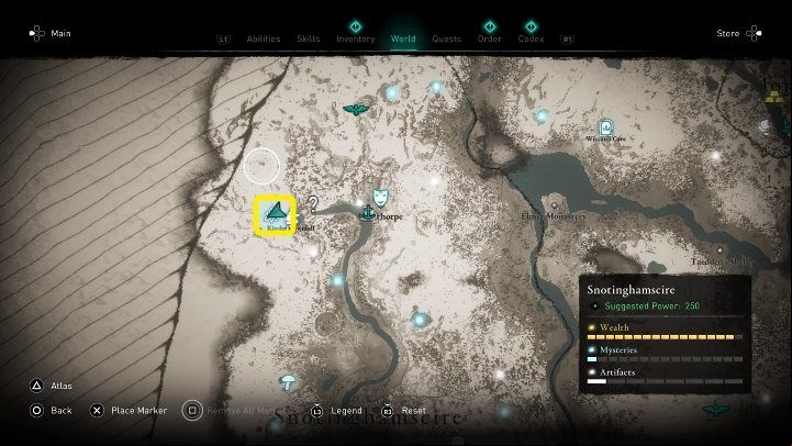 In the place indicated on the image above, you will meet Pict warriors who are talking about Archibald and what happened on the top of the nearby mountain - Assassins Creed Valhalla: The Myth in the Mountains - Snotinghamscire - Assassins Creed Valhalla Guide and Walkthrough