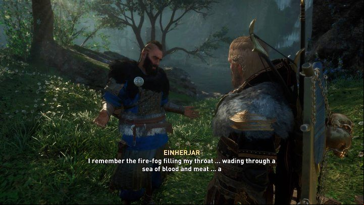 Once you convince him that it's not a dream and the Valkyries have indeed lifted his soul to Asgard, the warrior will loudly utter the oath and leave; the quest will be over - Assassins Creed Valhalla: Valhalla Bound - Asgard - Assassins Creed Valhalla Guide and Walkthrough