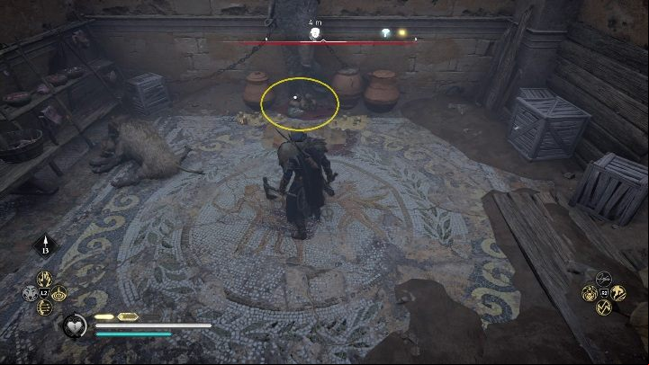 The mask lies exactly under the statue's legs, nothing prevents you from taking it away - Assassins Creed Valhalla: Roman Artifact - Cent secrets, locations - Cent - Assassins Creed Valhalla Guide and Walkthrough