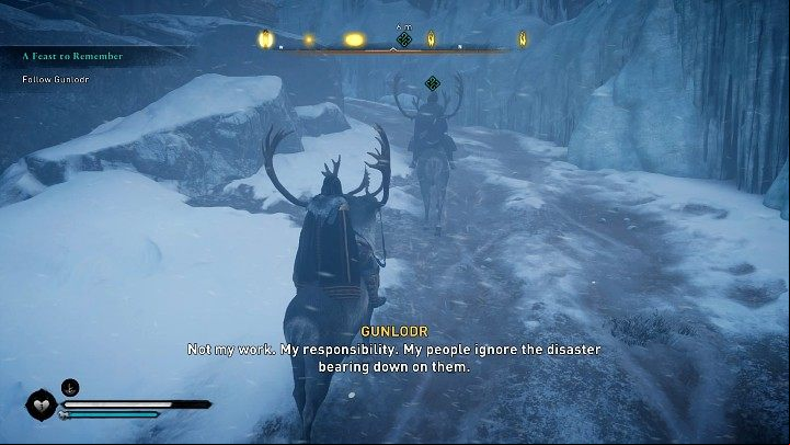 After a brief chat, Gunlodr will accept an invitation to a feast given by her father - Assassins Creed Valhalla: A Feast to - Jotunheim - Assassins Creed Valhalla Guide and Walkthrough