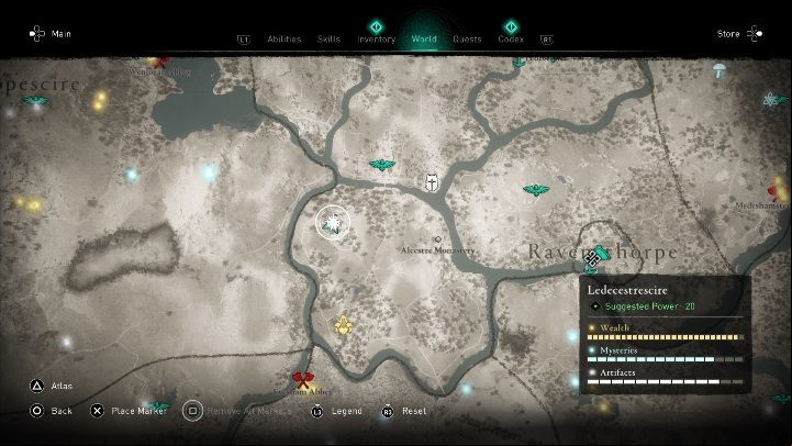 Location of the cursed place: in the southwestern part of the region - Assassins Creed Valhalla: Cursed symbol - Ledecestrescire secrets, locations - Ledecestrescire - Assassins Creed Valhalla Guide and Walkthrough