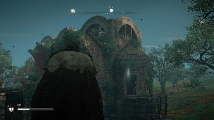 The mask is located in a small old building - Assassins Creed Valhalla: Roman artifact - Grantebridgescire secrets, locations - Grantebridgescire - Assassins Creed Valhalla Guide and Walkthrough