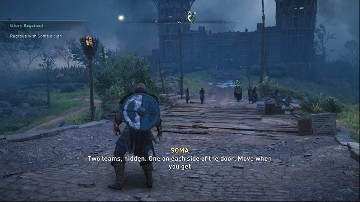 As soon as you approach Grantebridge, you will activate a cut-scene - Assassins Creed Valhalla: Glory Regained - Grantebridgescire - Assassins Creed Valhalla Guide and Walkthrough
