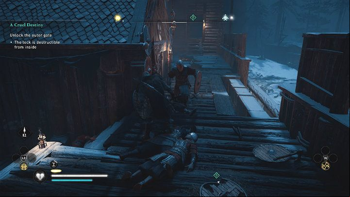 After entering the fortress, you will have to defeat several opponents - Assassins Creed Valhalla: A Cruel Destiny - Rygjafylke - Assassins Creed Valhalla Guide and Walkthrough