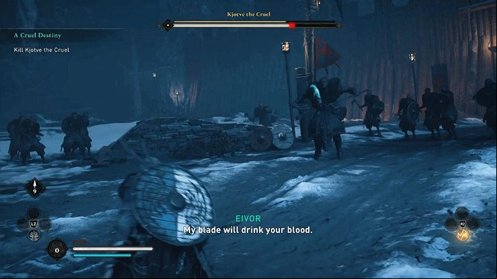 When Kjotve loses about 1/4 of his health, he will go for his weapons: two one-handed axes - Assassins Creed Valhalla: Kjotve the Cruel boss fight - how to win? - Bosses - Assassins Creed Valhalla Guide and Walkthrough