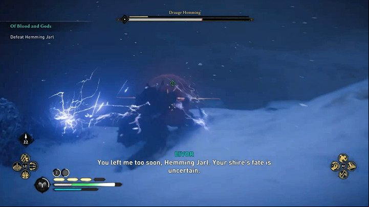 Most of Hemming's special attacks are indicated by a yellow rune flash - they can be blocked or evaporated - Assassins Creed Valhalla: Draugr Hemming boss fight - how to win? - Bosses - Assassins Creed Valhalla Guide and Walkthrough