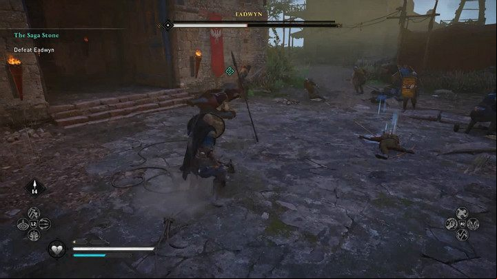 Eadwyn uses some unusual techniques, such as kick after launching into the air using a spear, and can even set up mines on a battlefield - Assassins Creed Valhalla: The Saga Stone - Oxenefordscire - Assassins Creed Valhalla Guide and Walkthrough