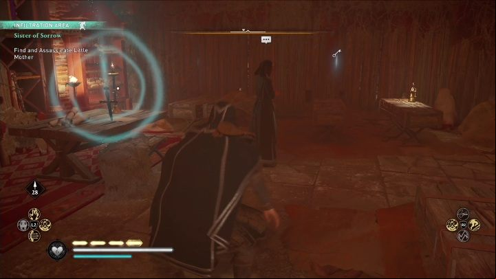 As you go through the crypt, collect the clues (they are marked in blue) - these are knives, bloodstains and letters - AC Valhalla Siege of Paris: Sister of Sorrow - Main missions - Assassins Creed Valhalla Guide and Walkthrough