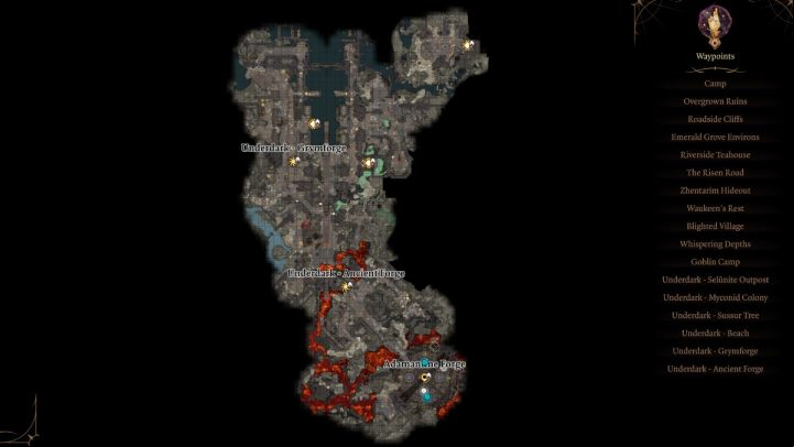 Grymforge is divided into several regions, including 2 Waypoints - Baldurs Gate 3: Grymforge in BG3 - walkthrough - Act 1 - Baldurs Gate 3 Guide, Walkthrough