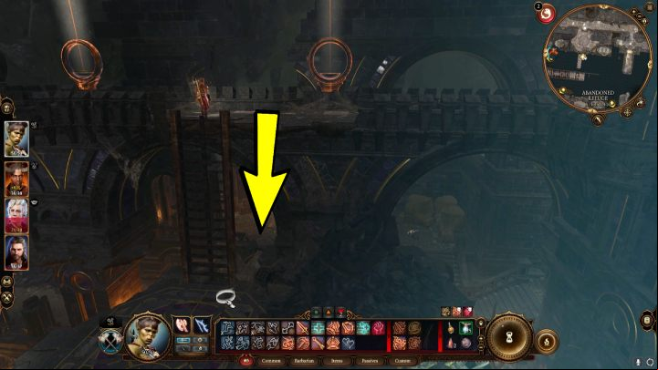 There is a ladder next to the traps and the fire-breathing gargoyle - Baldurs Gate 3: Grymforge in BG3 - walkthrough - Act 1 - Baldurs Gate 3 Guide, Walkthrough