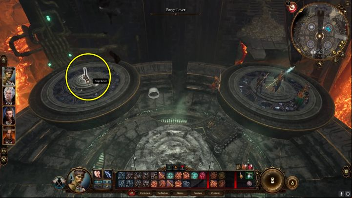 Jump down and pull the lever on one of the wheels to activate the anvil and descend - Baldurs Gate 3: Grymforge in BG3 - walkthrough - Act 1 - Baldurs Gate 3 Guide, Walkthrough