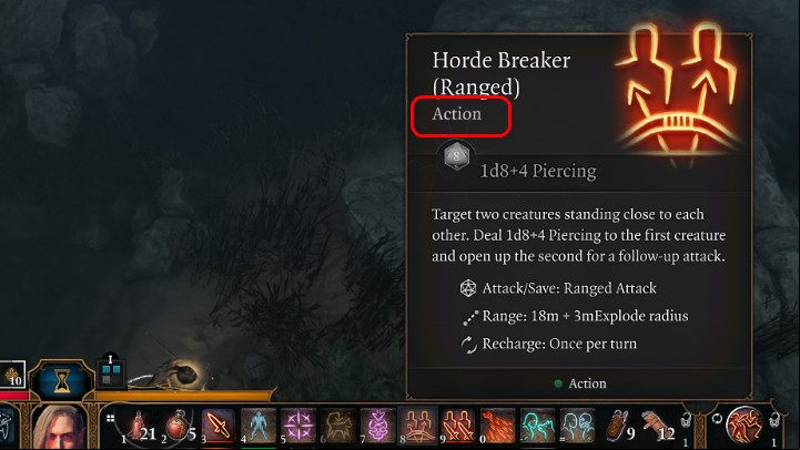 The above screen shows one of the actions of the Ranger, which allows you to attack two targets during one turn if they are at a close distance from each other - Baldurs Gate 3: Combat - turns, action points, mechanics - Basics - Baldurs Gate 3 Guide, Walkthrough