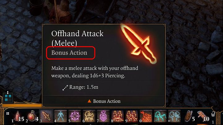 One of the examples of offensive additional actions is the Offhand Attack, which the character will gain access to after equipping it with two single-handed weapons (eg - Baldurs Gate 3: Combat - turns, action points, mechanics - Basics - Baldurs Gate 3 Guide, Walkthrough
