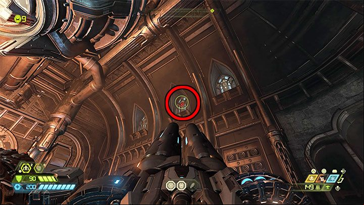 Become interested in the stained-glass in the room with a question mark - Doom Eternal: The question mark in the Fortress of Doom - how can I reach it? - Collectibles and exploration - Doom Eternal Guide