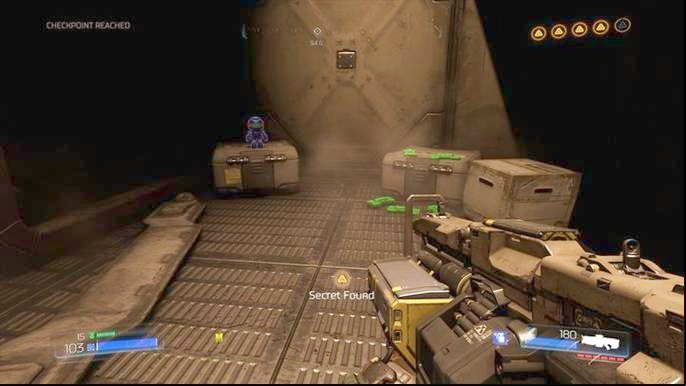 Behind the corner you will find the second collectible (Patriotguy) - Doom: Destroyed Argent Facility Walkthrough - Walkthrough - Doom Game Guide & Walkthrough