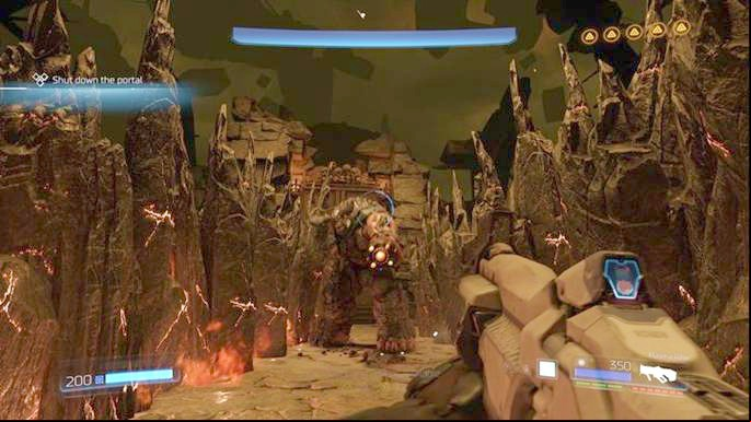 The second difference is that from time to time the beast creates two stone walls that limit your movement and then it shoots rockets or shockwaves - Doom: How to beat the Cyberdemon? - Walkthrough - Doom Game Guide & Walkthrough