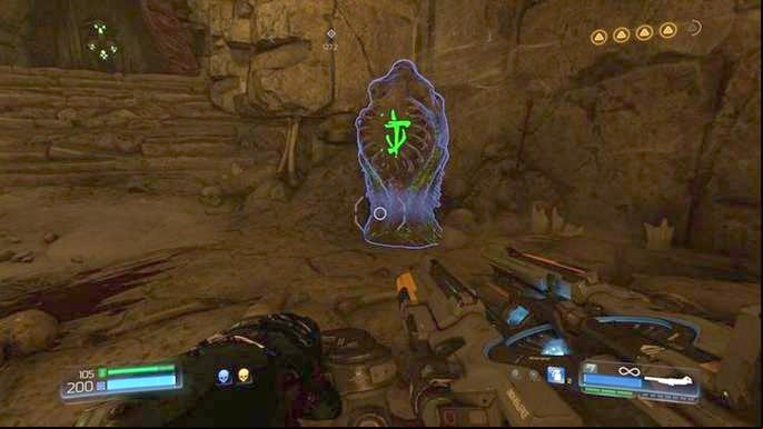 On the right you will by a Journal in the form of an artifact and on the left there will be a short tunnel with Mega Health at its end (secret) - Doom: All secrets in Titans Realm= - Secrets - Doom Game Guide & Walkthrough