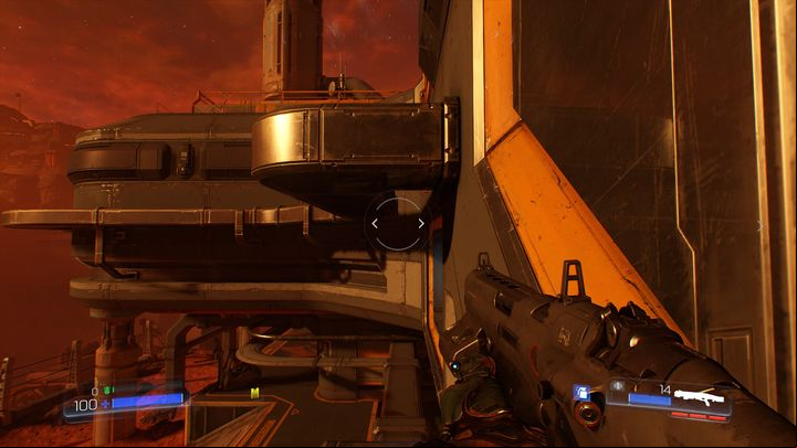Walk through it to the right, turn around and climb even higher - Doom: Resource Operations Walkthrough - Walkthrough - Doom Game Guide & Walkthrough