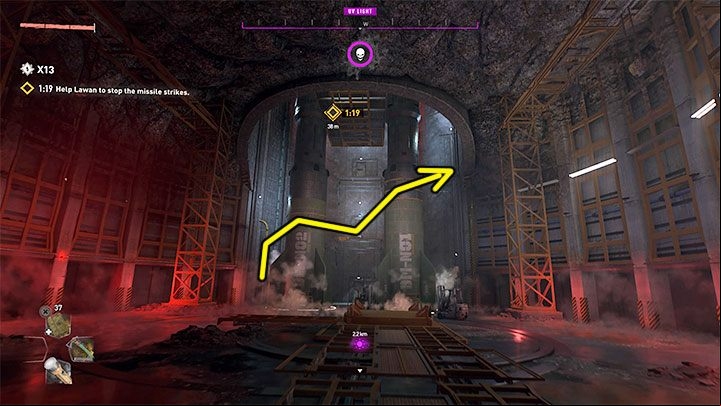 After reaching the rocket silo, you have to start climbing the upper balconies - Dying Light 2: X-13 - walkthrough - Story quest - Dying Light 2 Guide
