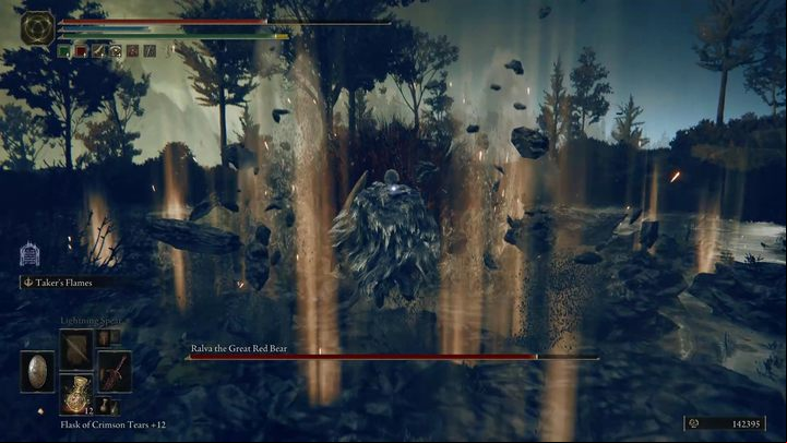 Pay attention to the boss's front paws - if it drives them into the ground, it will soon cause a small earthquake that you must jump over - Shadow of the Erdtree: How to defeat the boss Ralva the Great Red Bear? - Side bosses - Elden Ring Guide