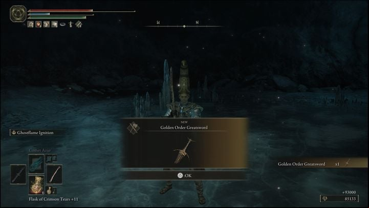 For defeating the last version of the boss located in the Consecrated Snowfield, you will receive his weapon, the Golden Order Greatsword and 93,000 Runes - Elden Ring: How to beat Leonine Misbegotten? - Weeping Peninsula - Elden Ring Guide