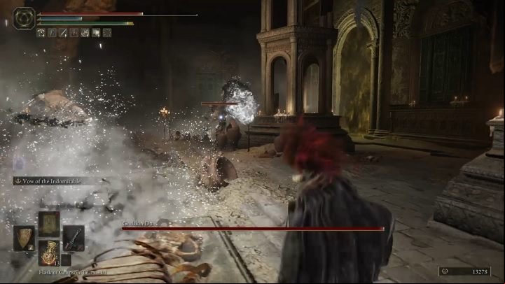 Watch out for the fire spell cast by the enemies - Elden Ring: How to beat Godskin Duo? - Crumbling Farum Azula - Elden Ring Guide