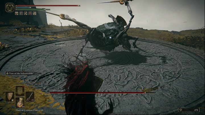 Many of the Grafted Scion's attacks consist of multiple slashes - he has many limbs in which he holds swords - Elden Ring: How to beat Grafted Scion? - Stormhill - Elden Ring Guide