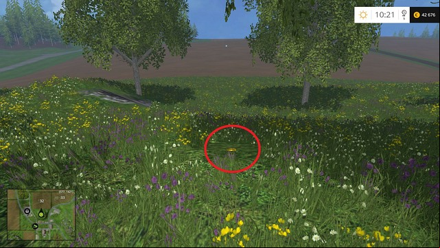 In the grass, near a tree - Section E - coins 55 - 69 - Gold Coins - Farming Simulator 15 Game Guide