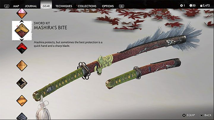 While exploring Nakajima Island, you can also find other treasures, the most valuable of which is the sword decorating kit (Mashiras Bite) - Ghost of Tsushima Iki Island: Nakajima Shrine - Secrets and Collectibles - Ghost of Tsushima Guide, Walkthrough