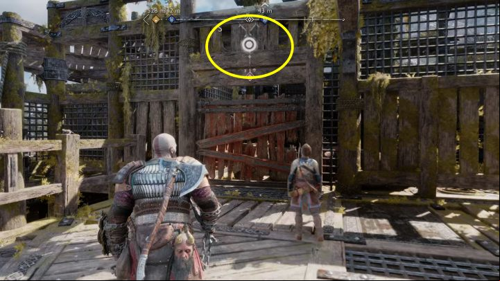 Jump to the other side and set fire to the red fuel barrel to destroy the boards blocking the way - God of War Ragnarok: Althjofs Rig, Svartalfheim - secrets, collectibles - Svartalfheim - God of War Ragnarok Guide